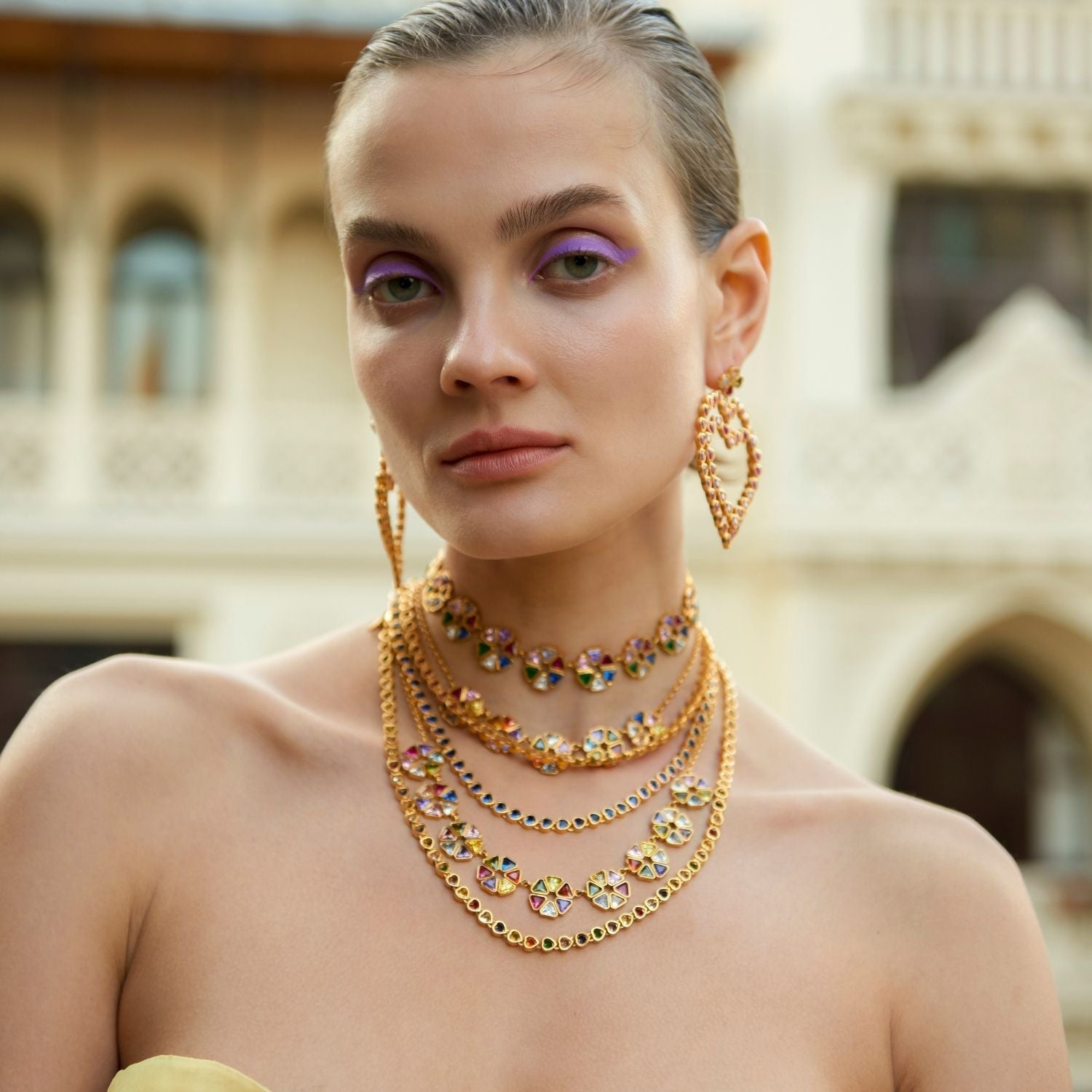crystal stone necklace colorful