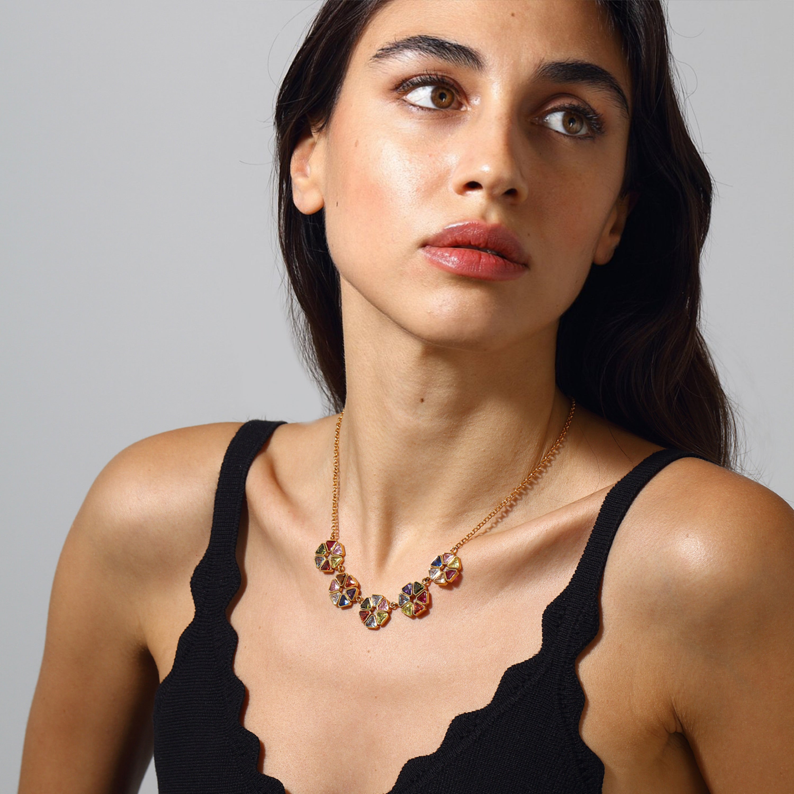 crystal stone necklace colorful