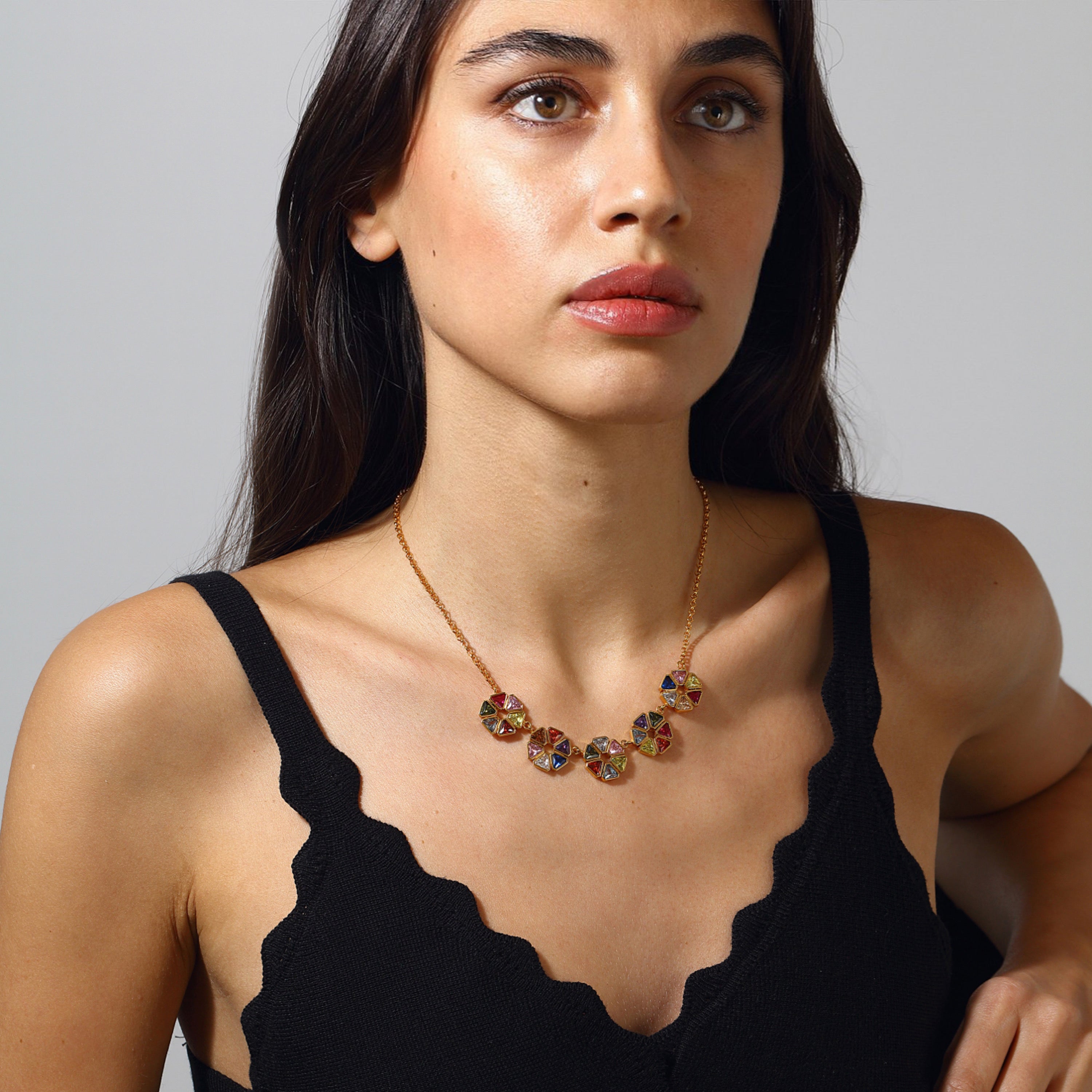 crystal stone necklace colorful