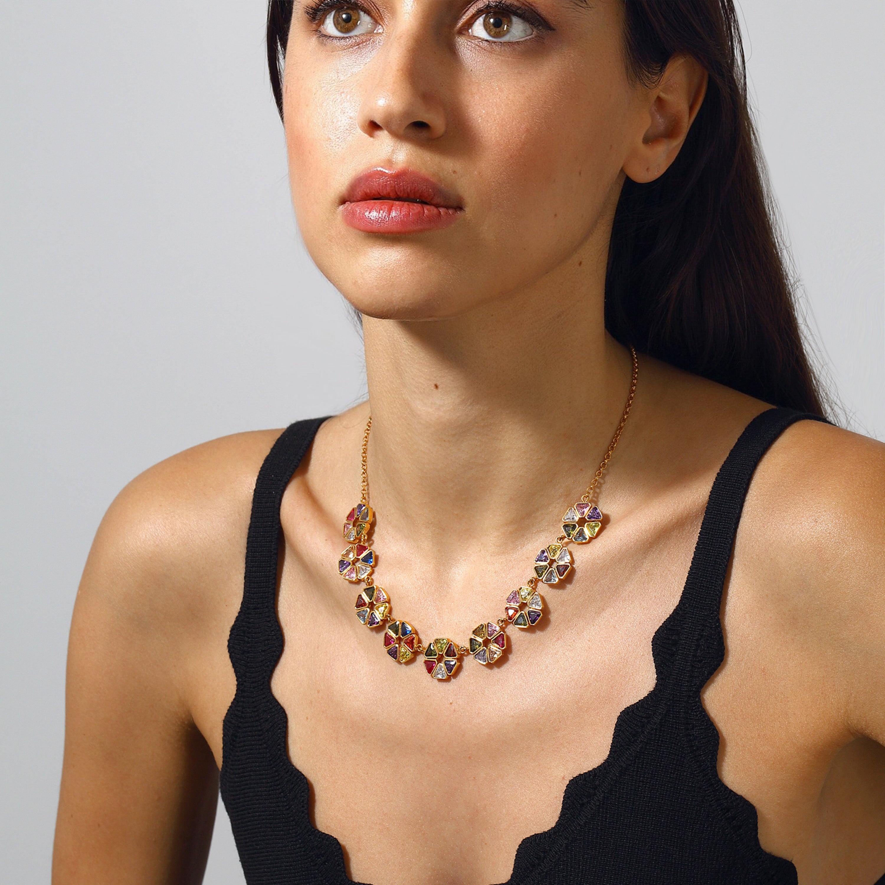 crystal stone necklace colorful