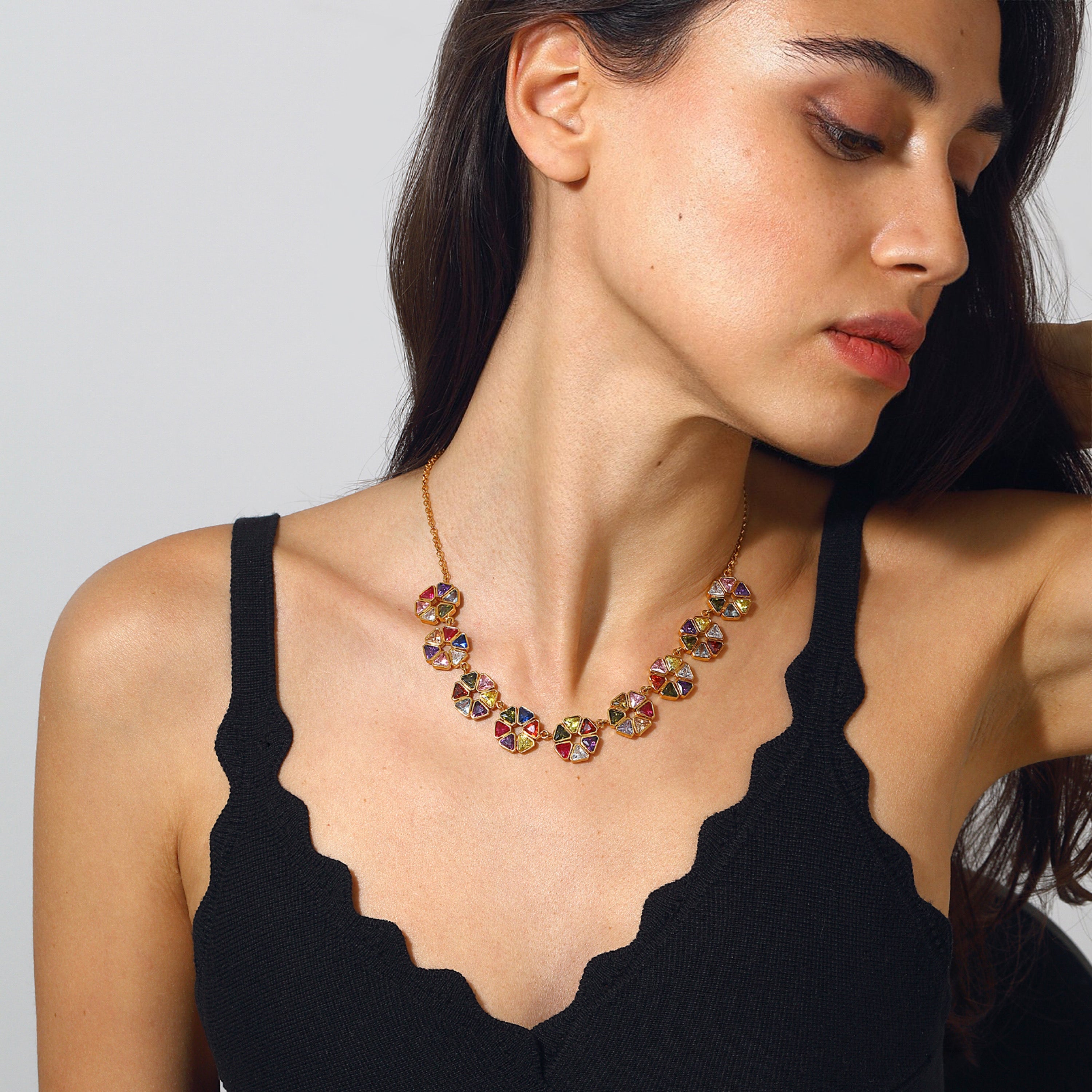 crystal stone necklace colorful