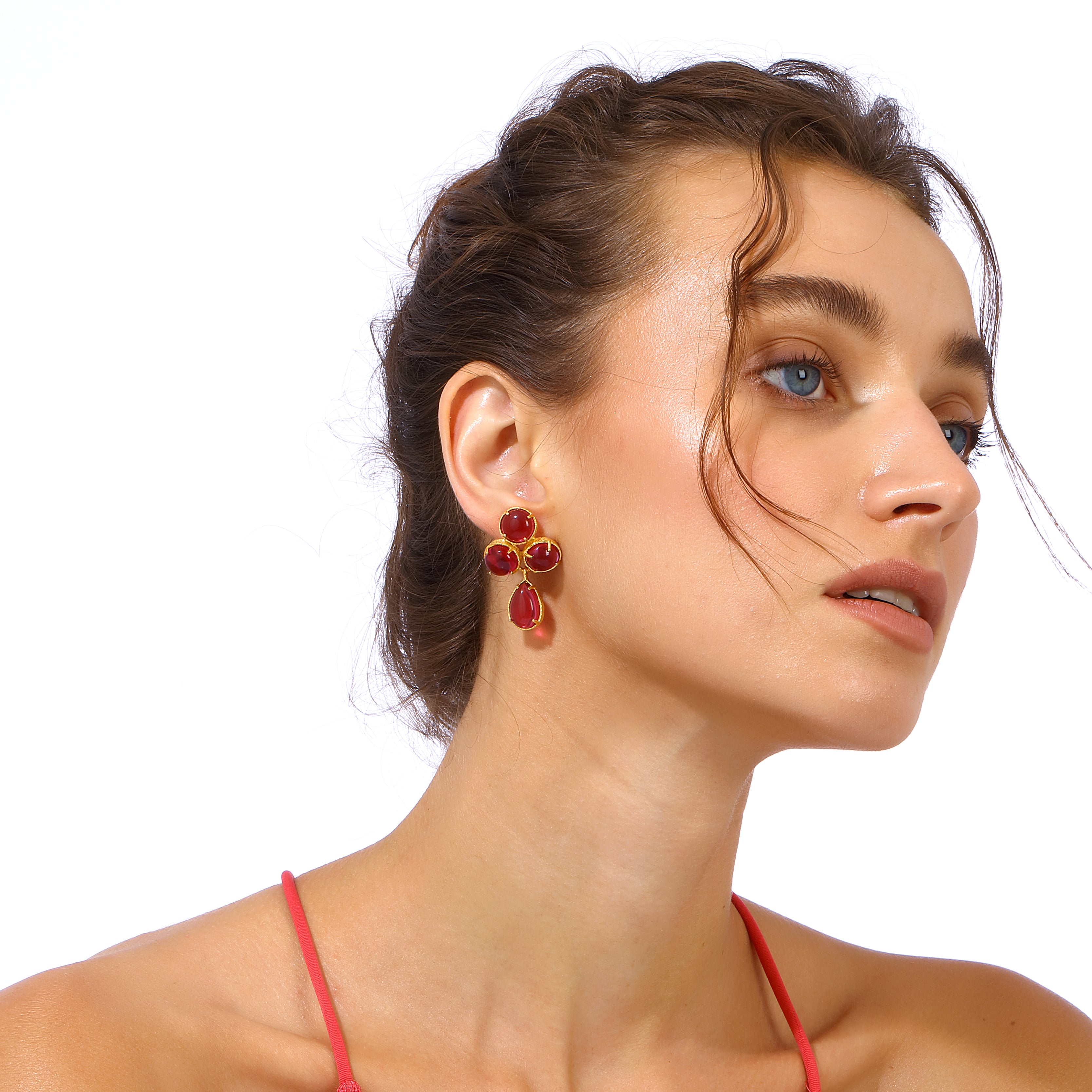 Aqua Earrings - Ruby Pink