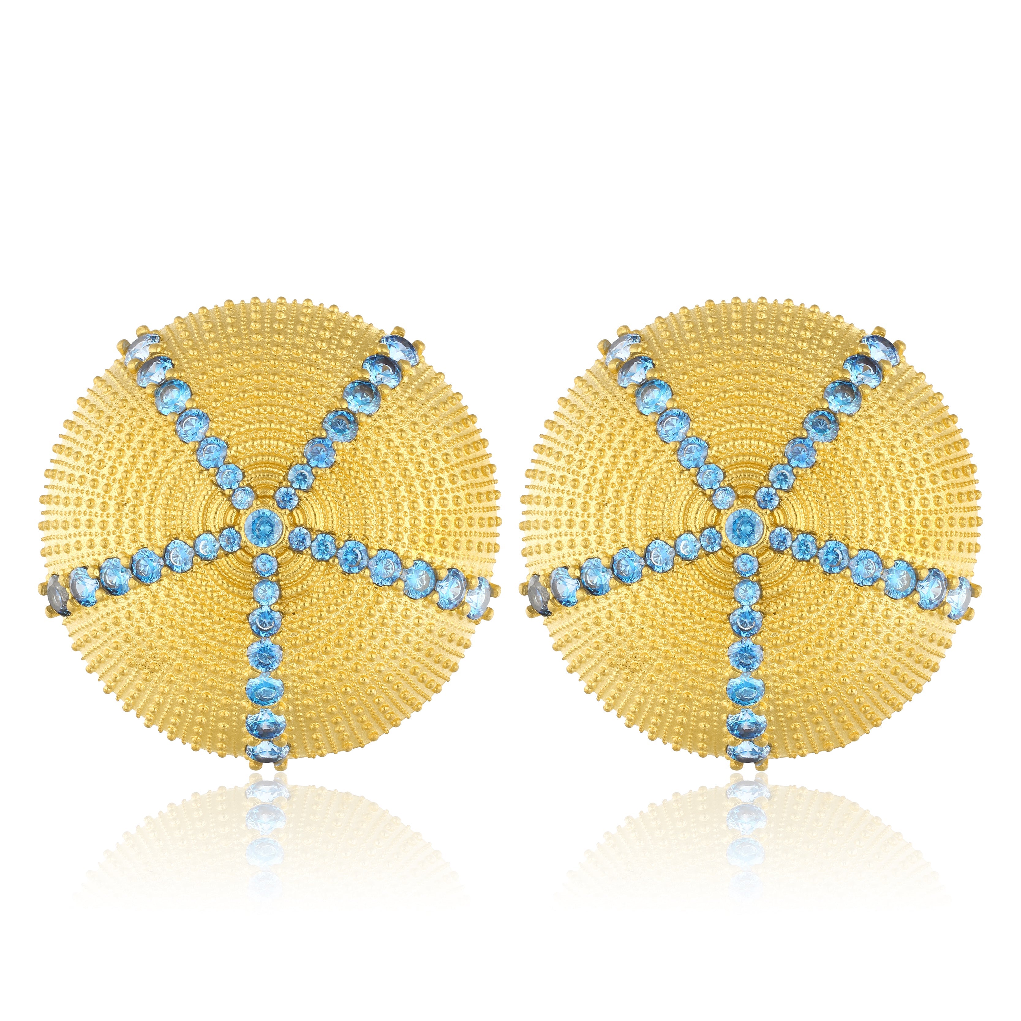 swarovski stone sea urchin earrings crystal zirconium statement earrings