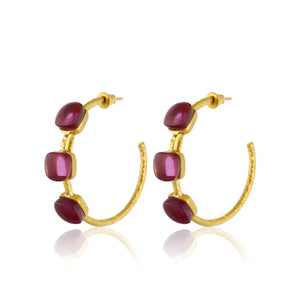 handracfted jewelry colorful stones hoop earrings