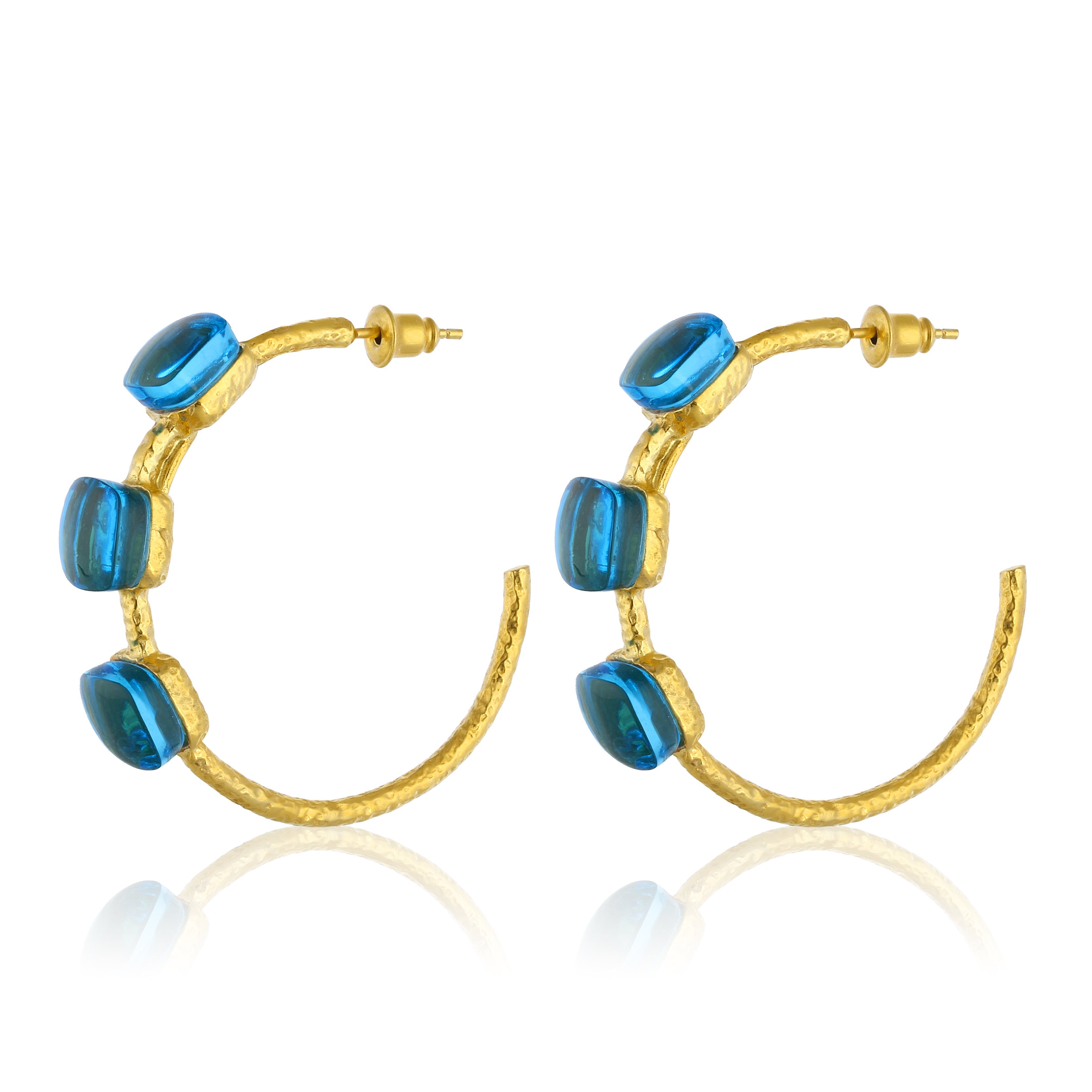 handracfted jewelry colorful stones hoop earrings