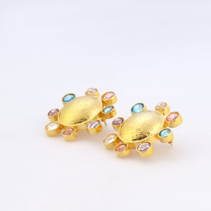 swarovksi stone gold plated statement earrings