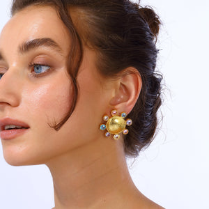 swarovksi stone gold plated statement earrings