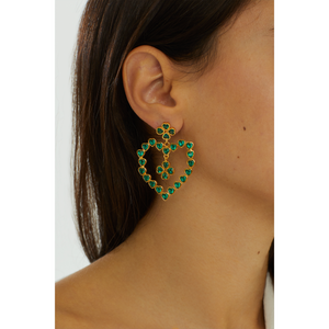 Mighty Heart Earrings - Emerald Green