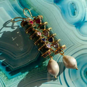 Baroque pearl earrings with colorful swarvoski stones