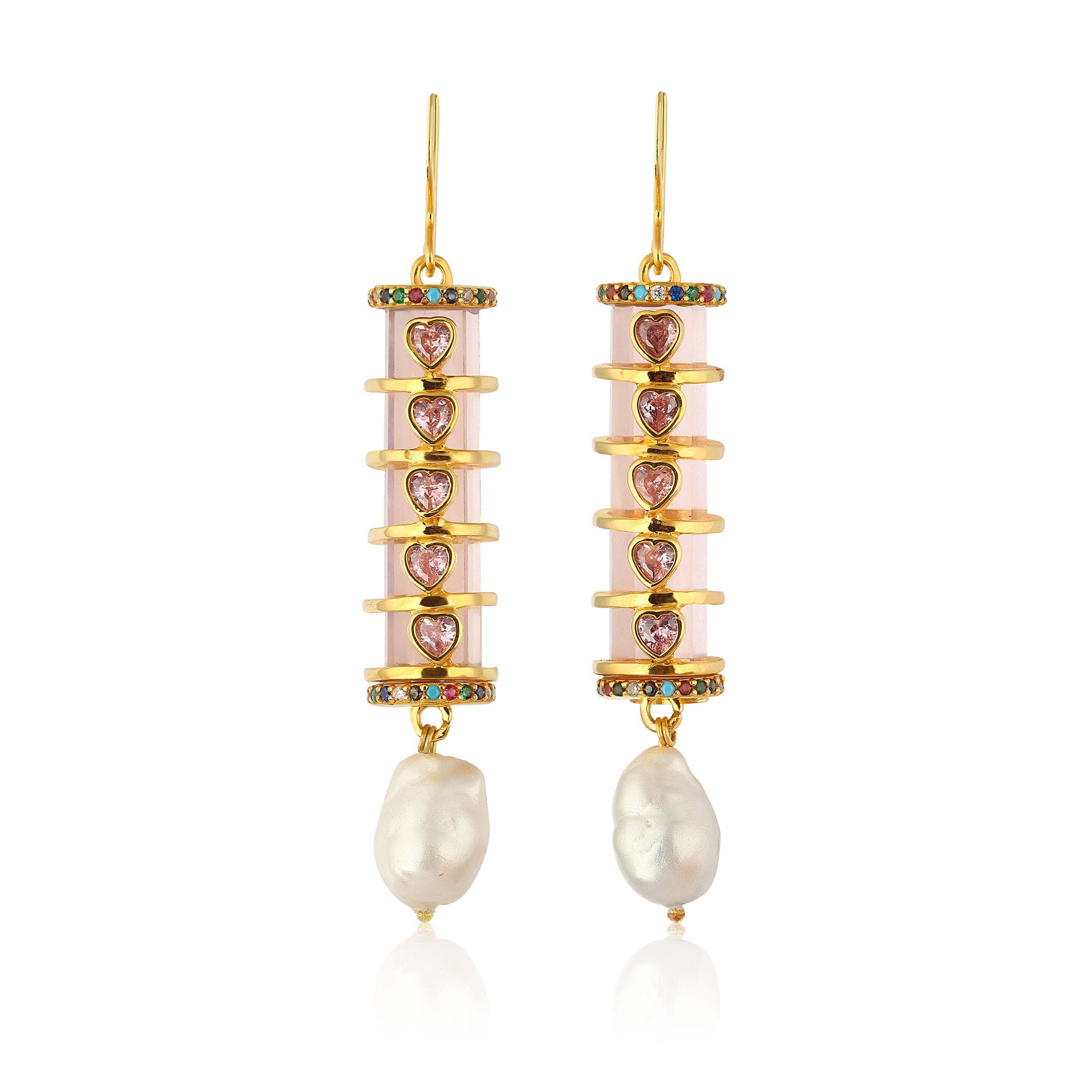 Baroque pearl earrings with colorful swarvoski stones