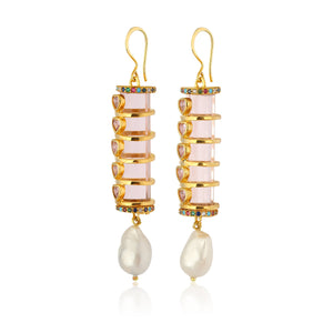 Baroque pearl earrings with colorful swarvoski stones