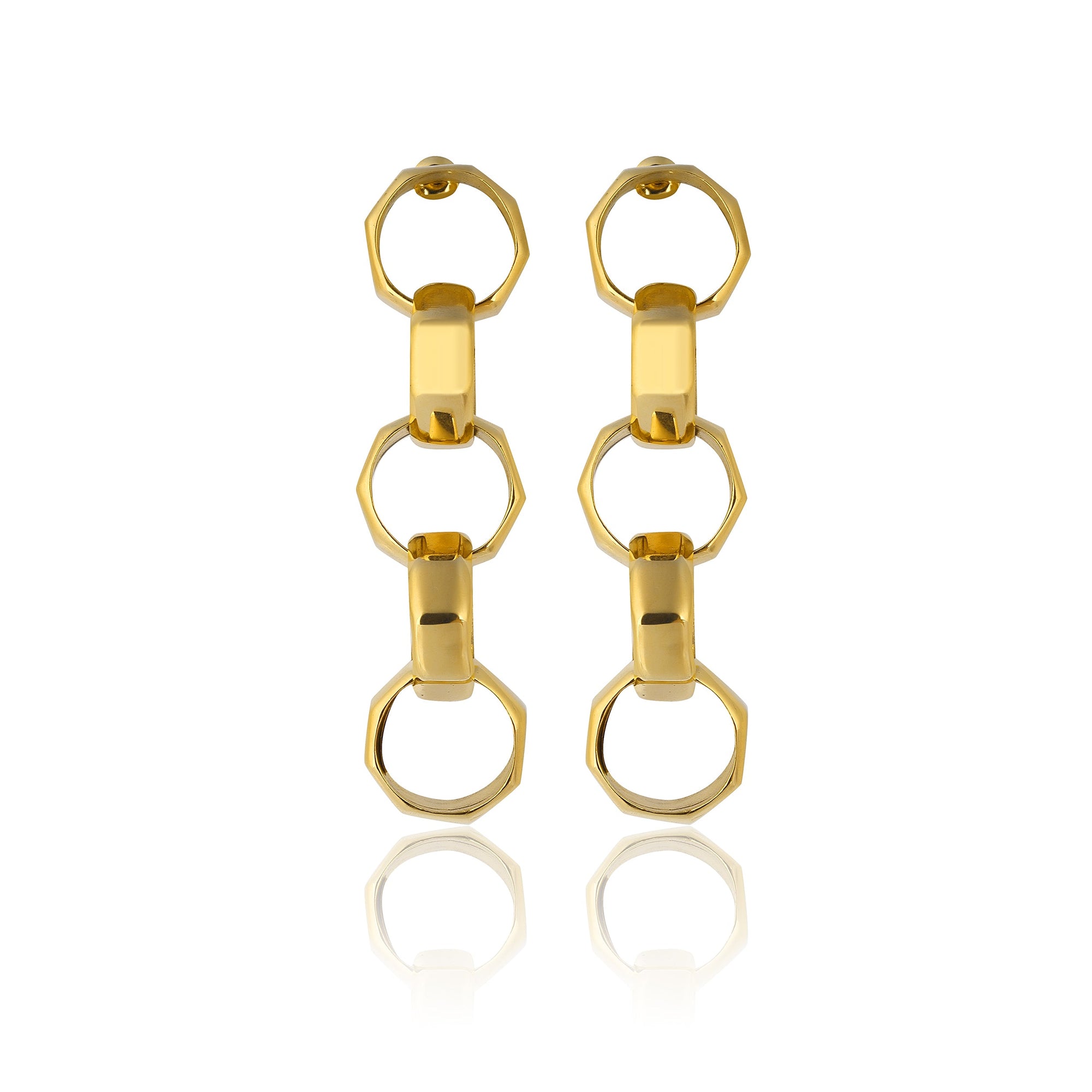 Octagon Chain Drop Earrings