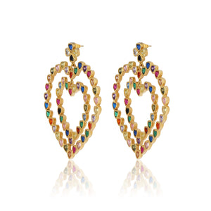 Follow Your Heart Earrings - Multicolor Vibrant Colors