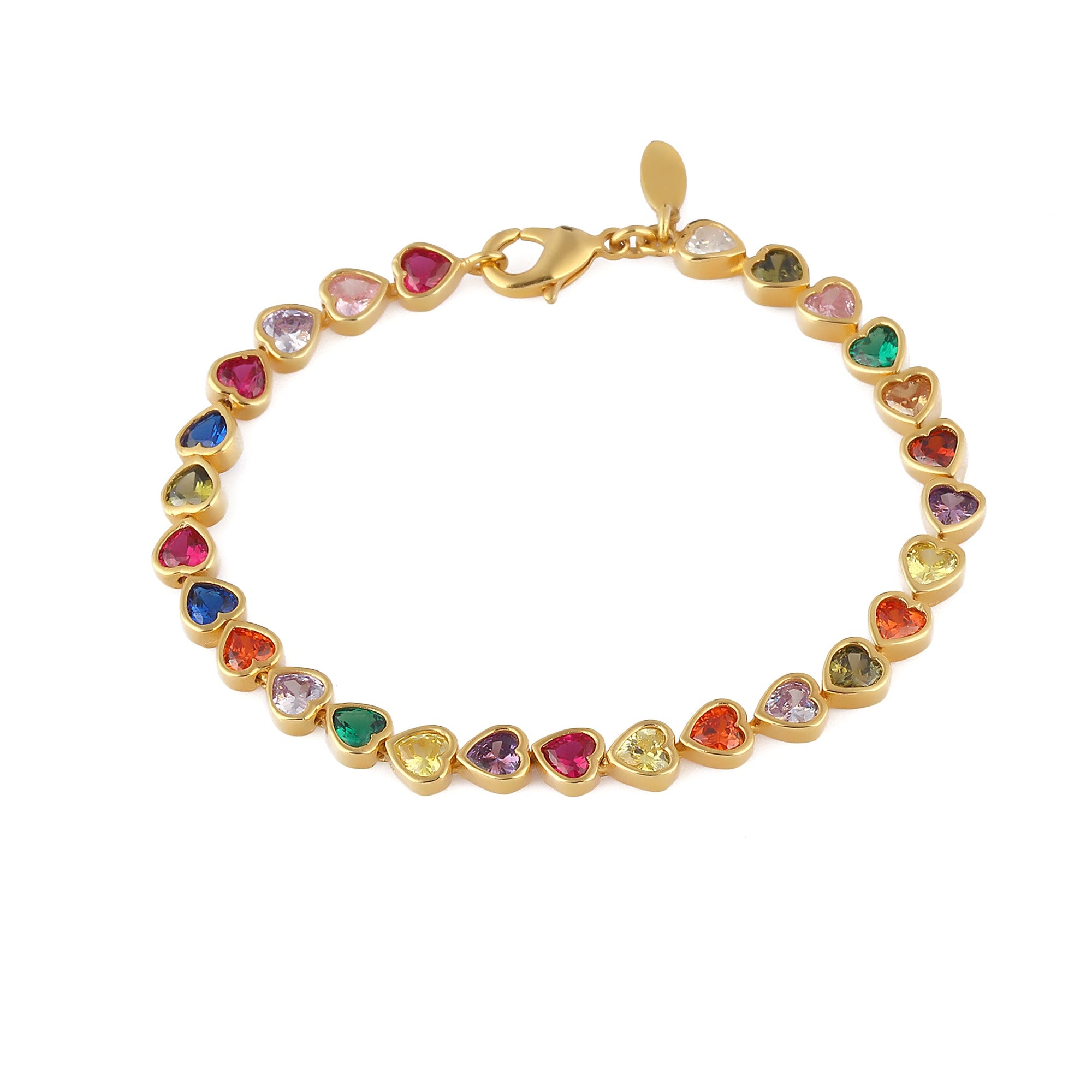 Many Tiny Hearts Tennis Bracelet - Multicolor