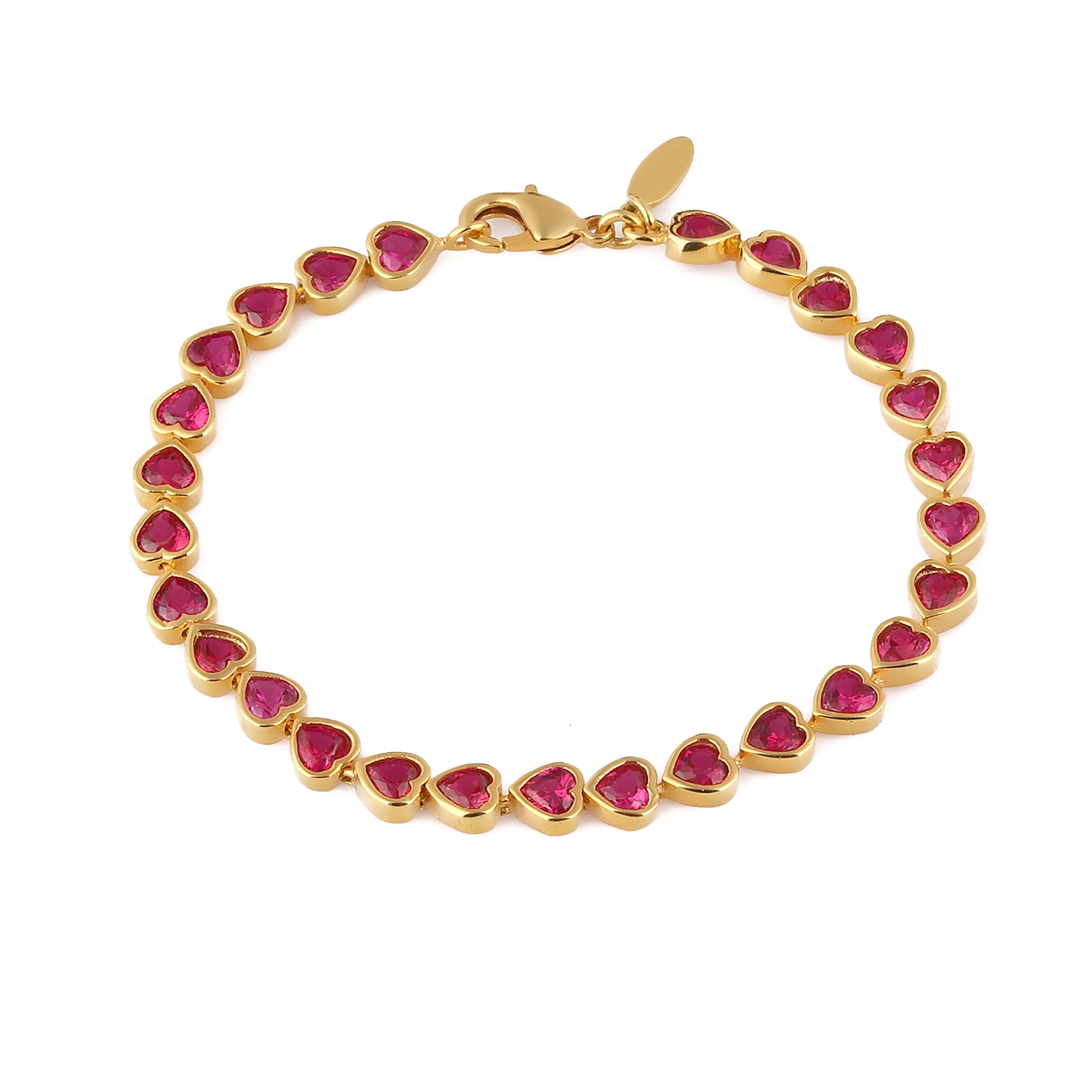 Many Tiny Hearts Tennis Bracelet - Vibrant Pink