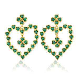 Mighty Heart Earrings - Emerald Green