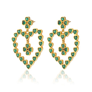 Mighty Heart Earrings - Emerald Green